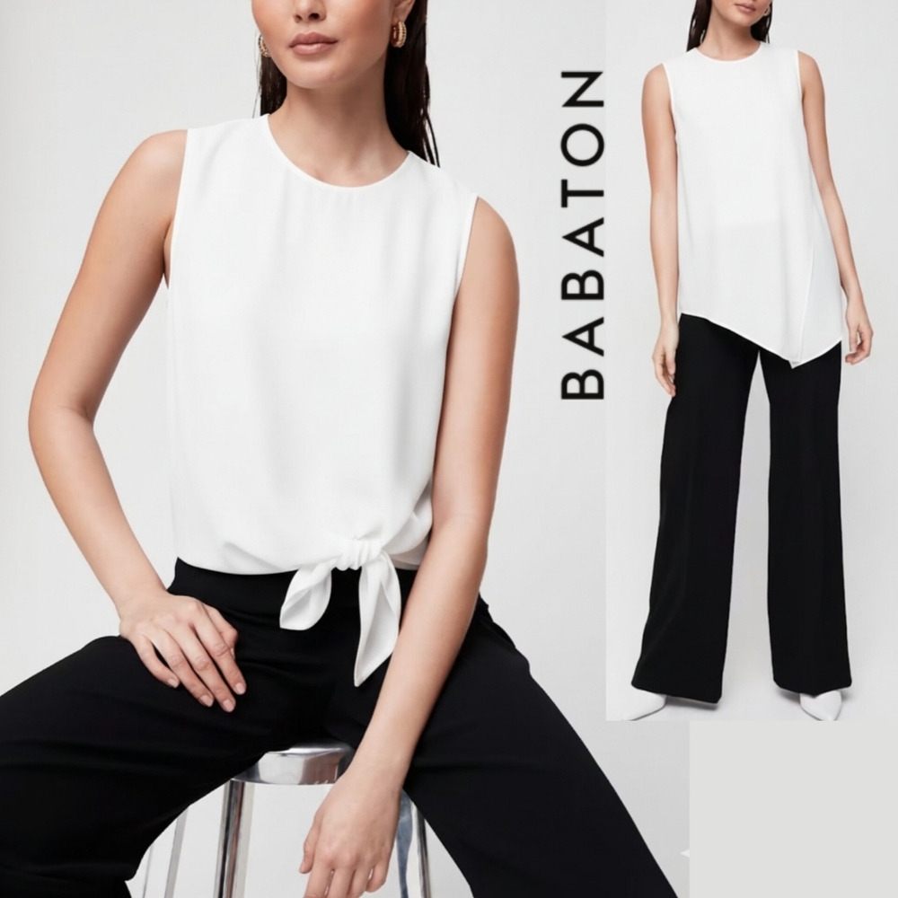 XXS/XS Aritzia Babaton Hopkins Blouse White Tie-Front Top